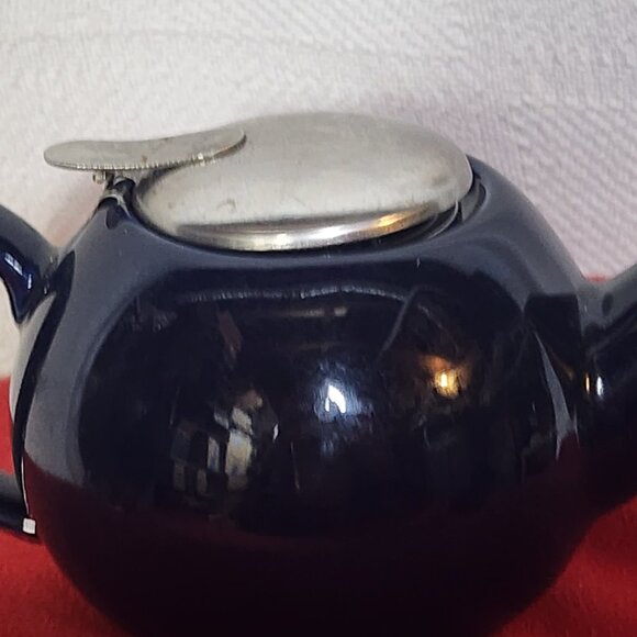 Classic Bistro Bright Cobalt 2 Cup Infuser Personal Porcelain Teapot w/Metal Lid - Picture 7 of 16